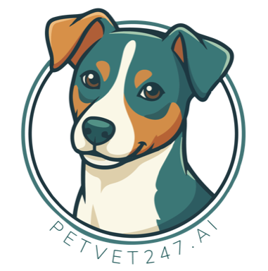 PetVet247 logo: Max, drawn as a cartoon
