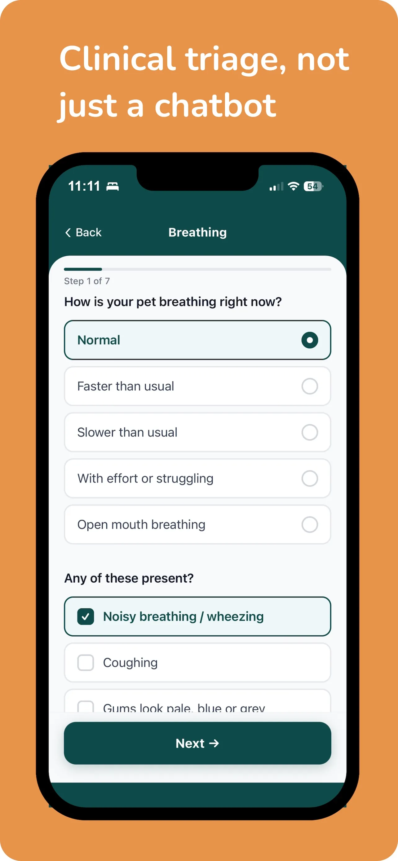 Clear triage assessment in PetVet247